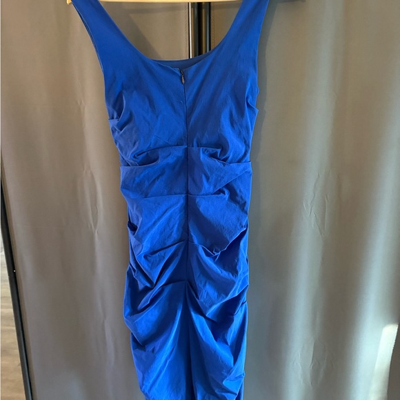 Chic Blue Ruched Mini Dress - Picture 2 of 2